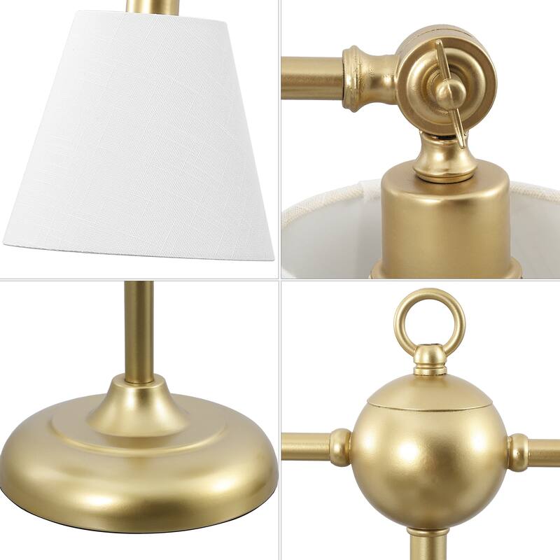 Joyce 31" 2-Light Library Metal LED Table Lamp, Gold Leaf by JONATHAN Y