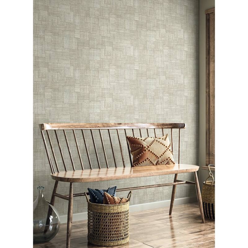 Seabrook Designs Woven Blocks Embossed Vinyl Unpasted Wallpaper