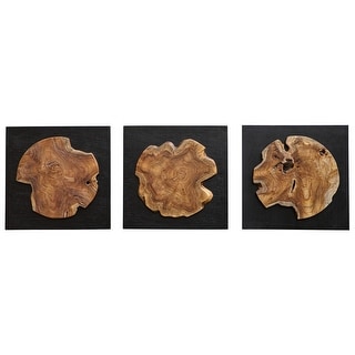 Uttermost Kolini Teak Wood Wall Decor, S/3 - 25.6 W x 25.6 H x 2.5 D (inches)