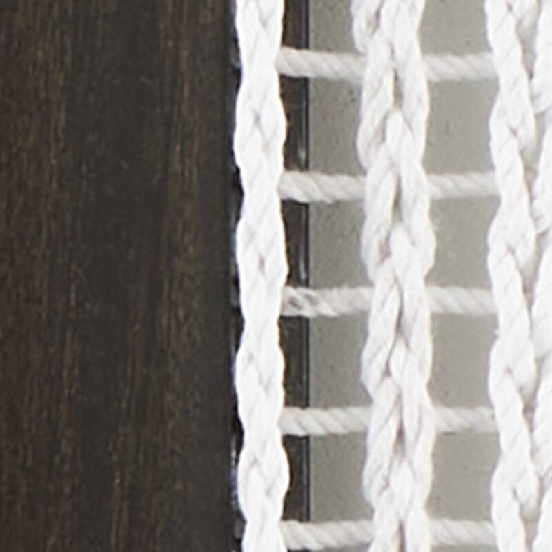 Dark Brown Mango Wood Handmade Woven Geometric Home Wall Decor with White and Sage Macrame (Set of 2)