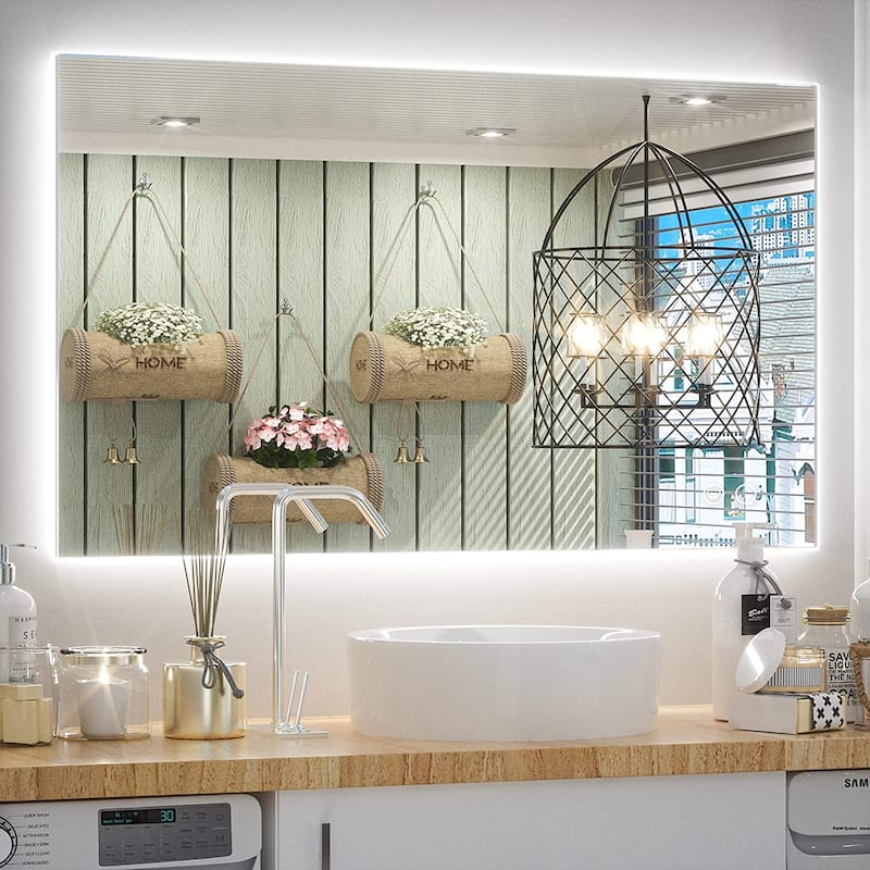 KEONJINN 3 Color LED Backlit Bathroom Vanity Wall Mirror, Anti-Fog, Dimmable