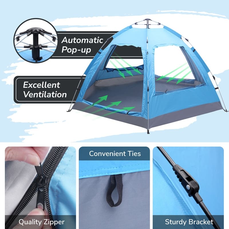 3-4 Person Tent Pop-Up Camping Tent - 4 Person