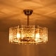 preview thumbnail 10 of 12, 23.2 in. 4-Light Modern Gold Drum Ceiling Fan with Textured Glass Shade - 23.23 in. W x 7.87 in. H