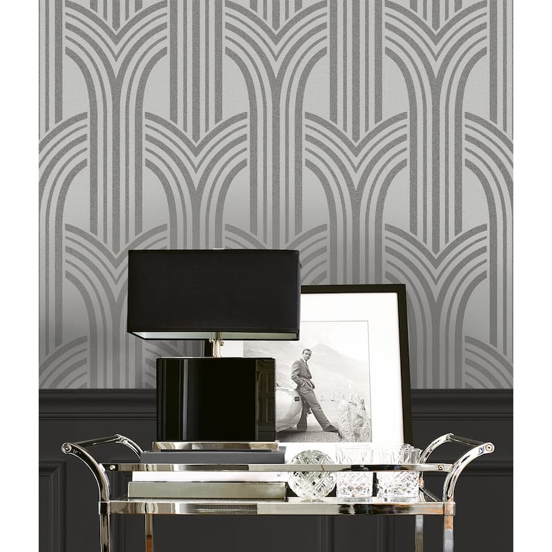 Seabrook Designs Diamond Stripe Glass Beaded Unpasted Wallpaper
