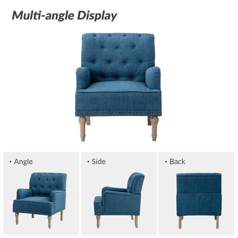 Geltrude Classic Upholstered Accent Arm Chair with Button Tufted Back by HULALA HOME