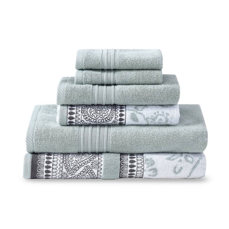 Modern Threads Ophelia 6-Piece Yarn Dyed Jacquard Towel Set - Dark Sage
