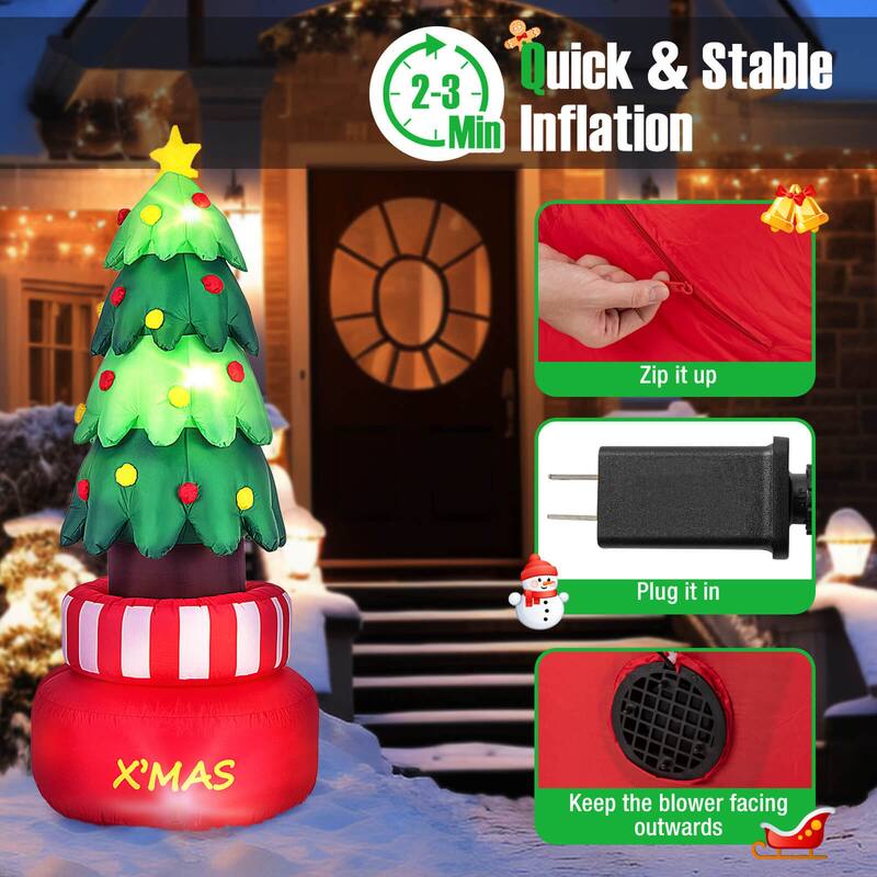 Costway 8 FT Christmas Inflatables with Built-in LED Lights Water Bags - See Details