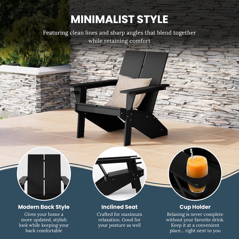 Coastin Modern Poly Adirondack Chair (Set of 4), Black