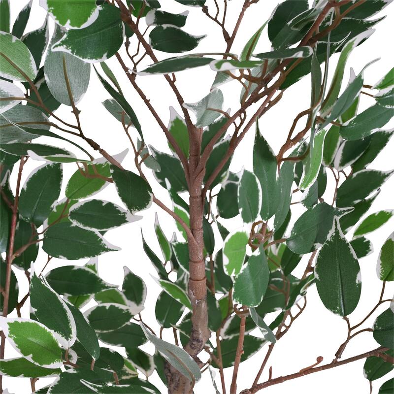 51" Pre-potted Artificial Ficus Tree with Black Plastic Pot