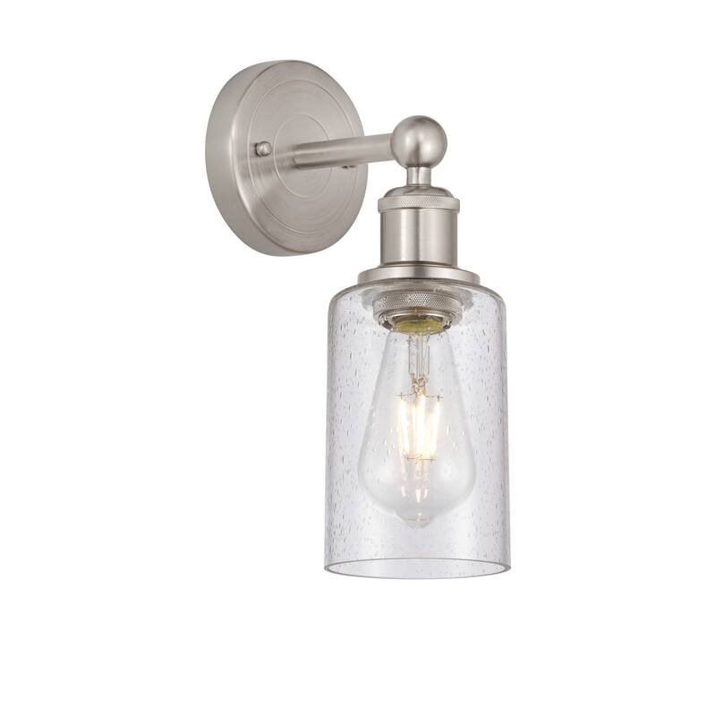 Innovations Lighting 616-1W-11-4 Clymer Sconce Clymer 11" Tall Wall - Brushed Satin Nickel / Seedy