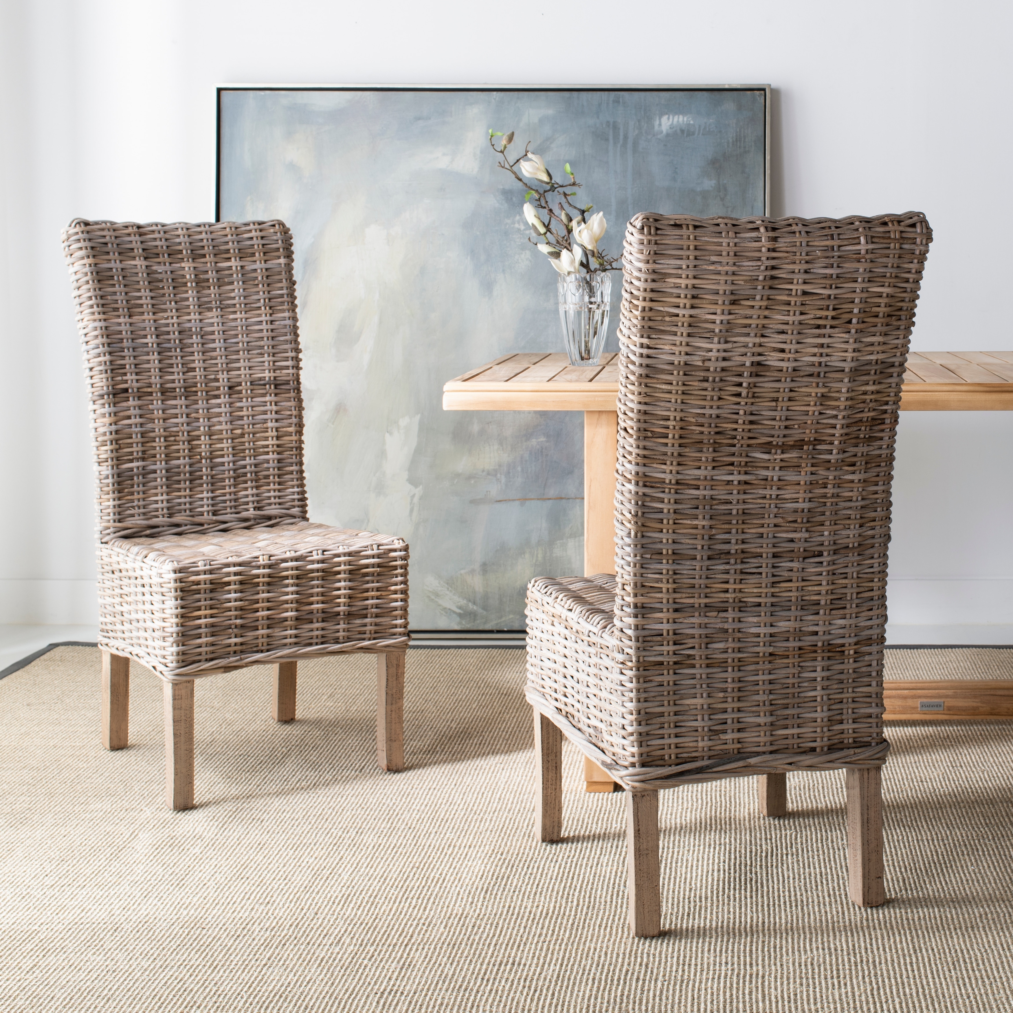 Woven wicker shop dining chairs