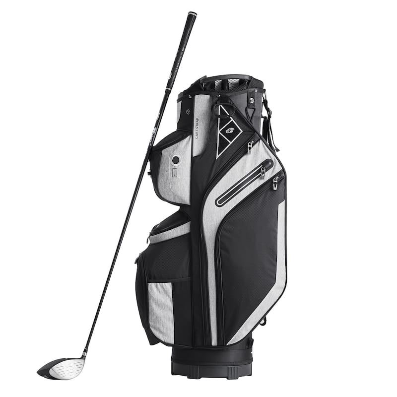 Golf Cart Bag with 14 Way Organizer Divider Top, Durable Golf Bags with Handles & Dust Cover & Detachable Straps for Men & Women - Grey - 36"