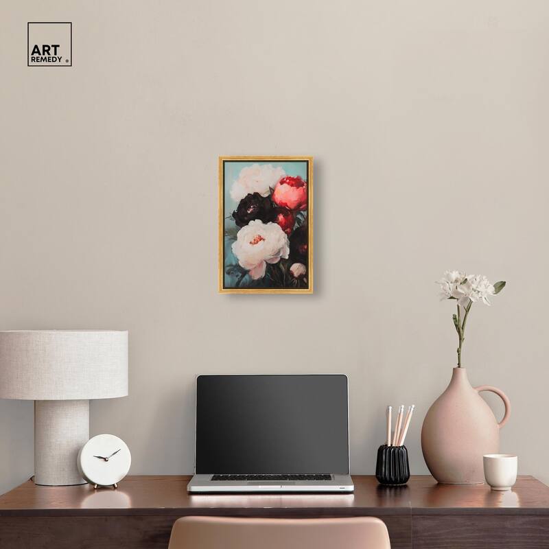 Three Shades of Peony II Canvas by Art Remedy