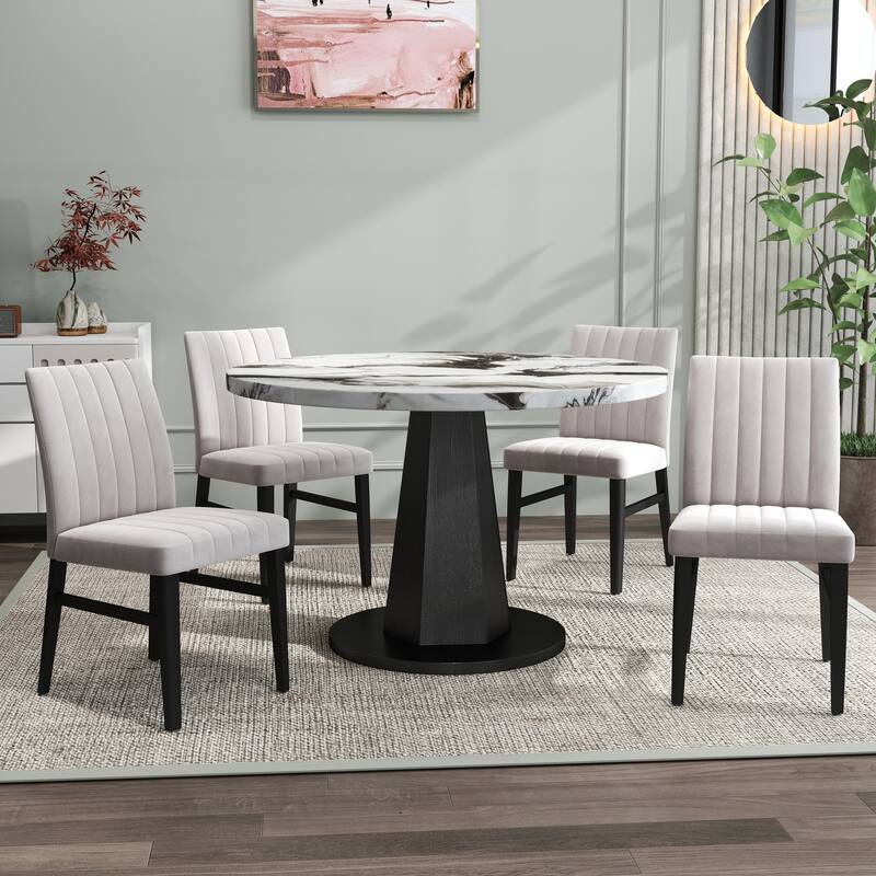 Roundhill Furniture Cavira 5-Piece Round Modern Dining Set