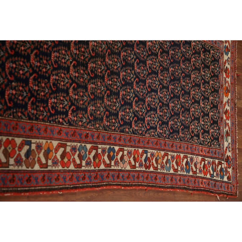 Pre-1900 Antique Malayer Persian Runner Rug Hand-Knotted Wool Carpet - 3'6"x 16'1"