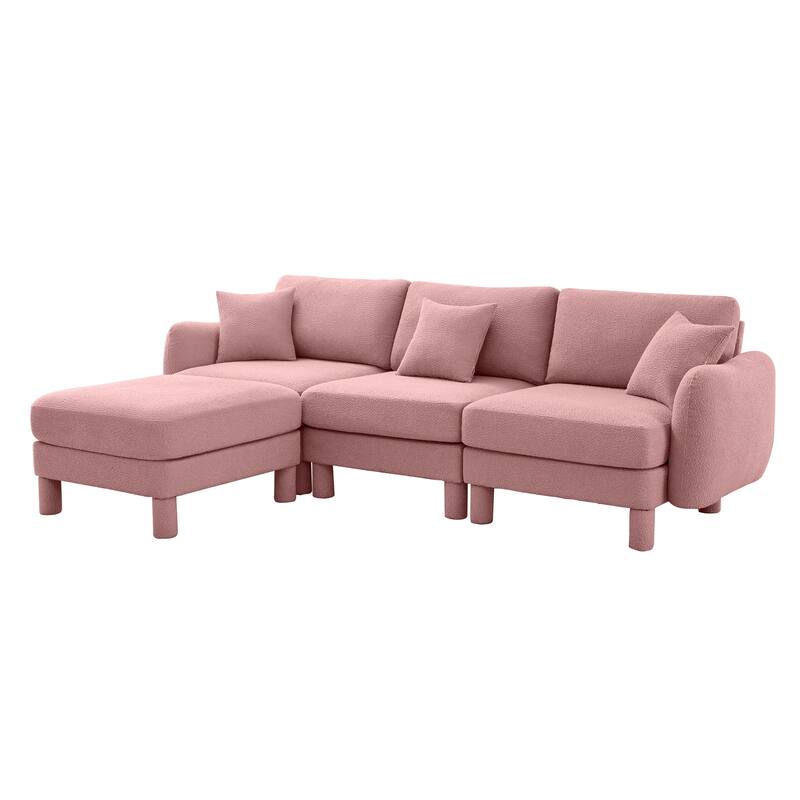 109.4" 3-Seater Modern Upholstered Sofa Couch, Deep-Seat Sectional Sofa with Shell-Shaped Armrests, Leisure Sofa for Living Room