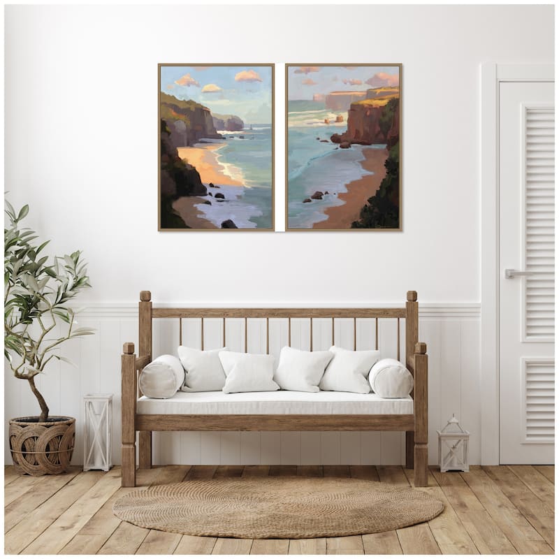 Kate and Laurel Partly Cloudy with Sunshine & Afternoon Shadow 2 Piece Framed Canvas Wall Art Set by Mary Sparrow