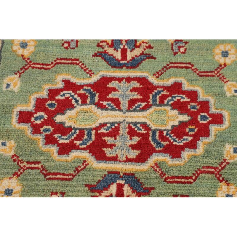 Light Green Kazak Oriental Rug Handmade Traditional Wool Carpet - 2'7" x 3'10"