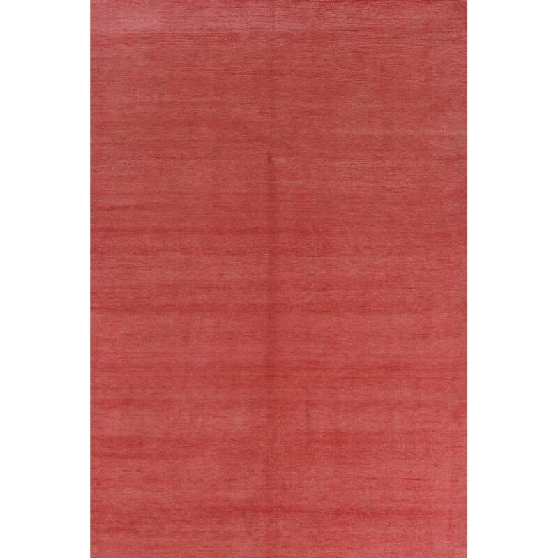 Hand Knotted Oriental 100% Wool Carpet Modern Solid Coral Gabbeh Area Rug - 8' 8'' X 6' 0''