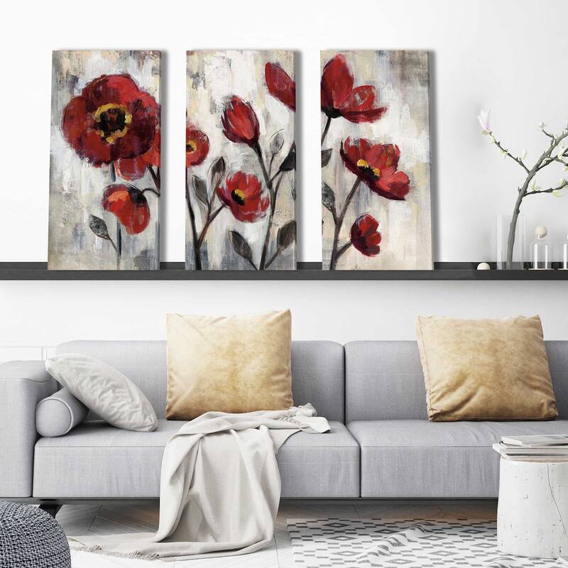 "Floral Simplicity" 3 Piece Set on Canvas