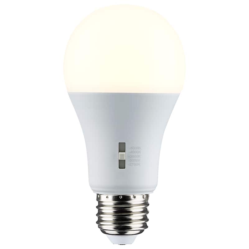 8.8W A19 LED Medium Base CCT Selectable 120V White Finish