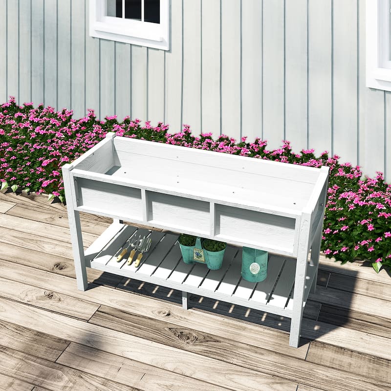 Lesly 46.37 in. Modern Rectangular White Planter Box - 46.37"D×17.69"W×28.67"H