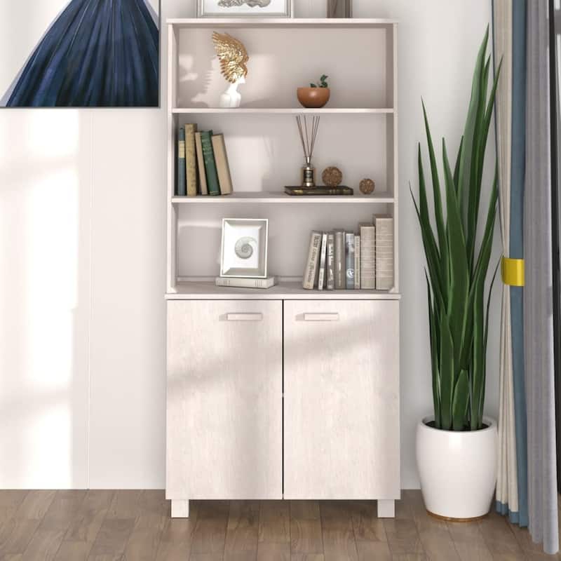 vidaXL Drawer Cabinet Bookshelf with Storage Shelves HAMAR Solid Wood Pine - 33.5" x 13.8" x 70.9"