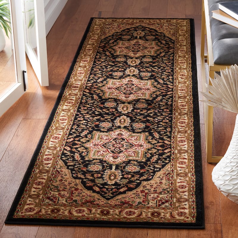 SAFAVIEH Lyndhurst Feryal Traditional Oriental Medallion Rug - 2'3" x 8' Runner - Black/Beige - Runner