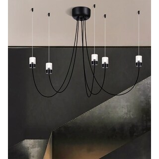 5-Light Flexible Arm Arc Gravity Black Swaying Chandelier