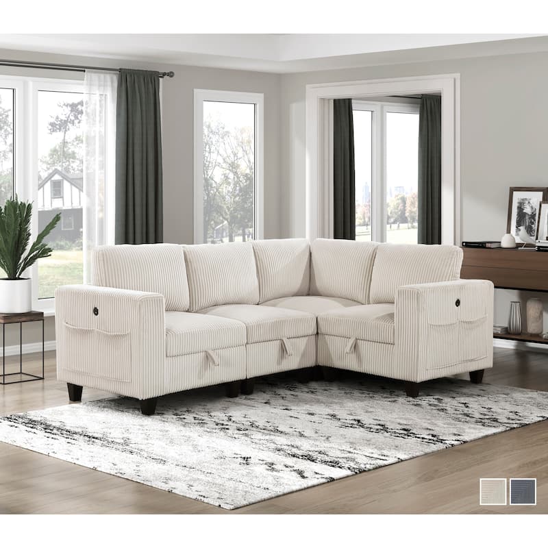 Kenlis 4-Piece Modular Sectional Sofa with Storage