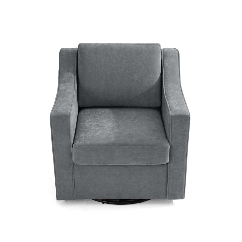 UIXE Chenille/Leather Swivel Barrel Chair Accent Chairs For Living Room