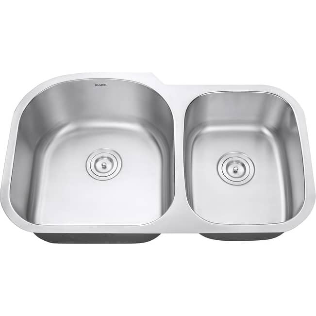 Ruvati 34-inch Undermount 60/40 Double Bowl 16 Gauge Stainless Steel Kitchen Sink - RVM4600 - 33-5/8″ x 20-1/2″