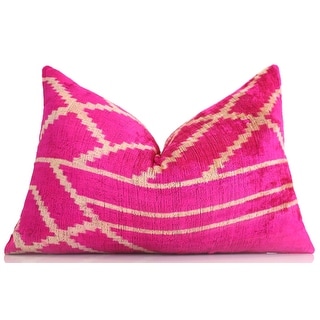 Luxury Fuchsia Pink Silk Velvet Throw Pillow 16x24 - Handmade Geometric ...