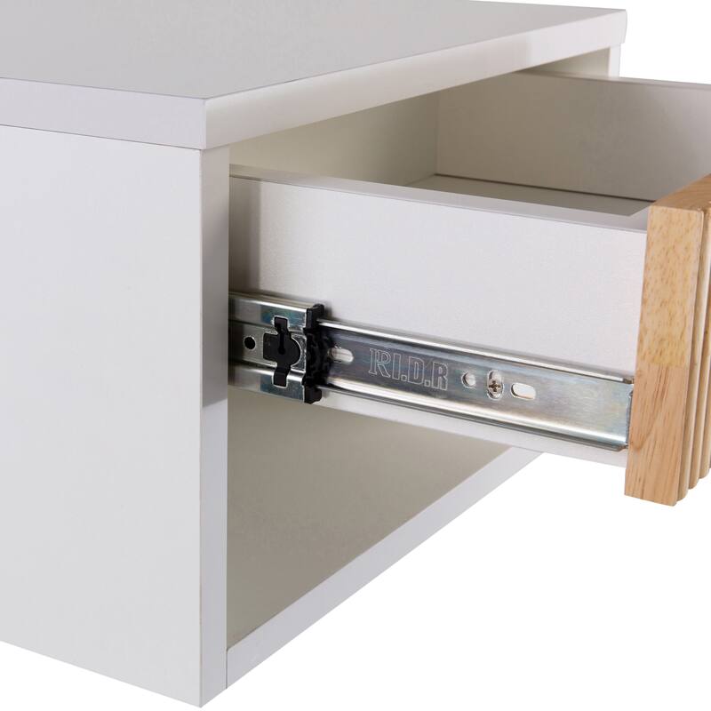 Ettore 15.71" Classic Contemporary Floating Wall Mounted Nightstand with Soft-Close Tambour Drawer and Cable Hole, by JONATHAN Y