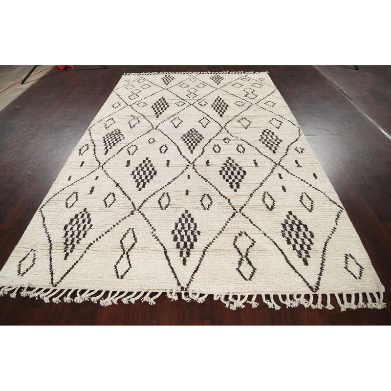 Tribal Vegetable Dye Moroccan Berber Oriental Area Rug Wool Handmade - 6'1" x 9'4"