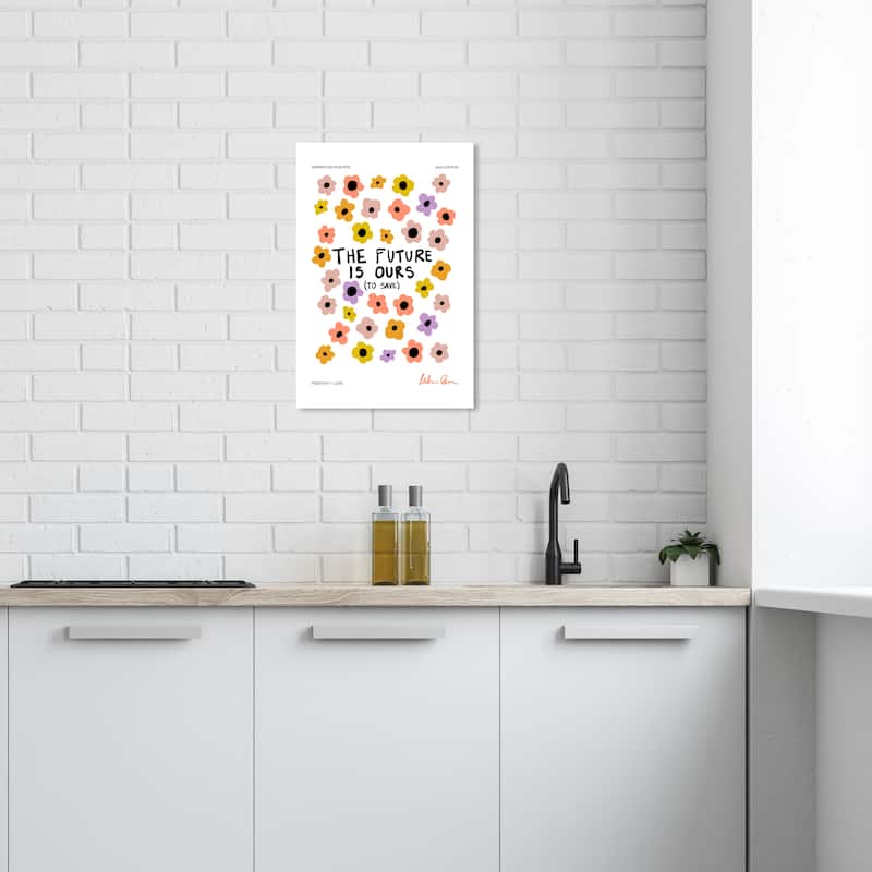 Wynwood Studio Canvas Typography and Quotes Flowers in the Future Pink Modern & Contemporary Wall Art Canvas Print - 16 x 24