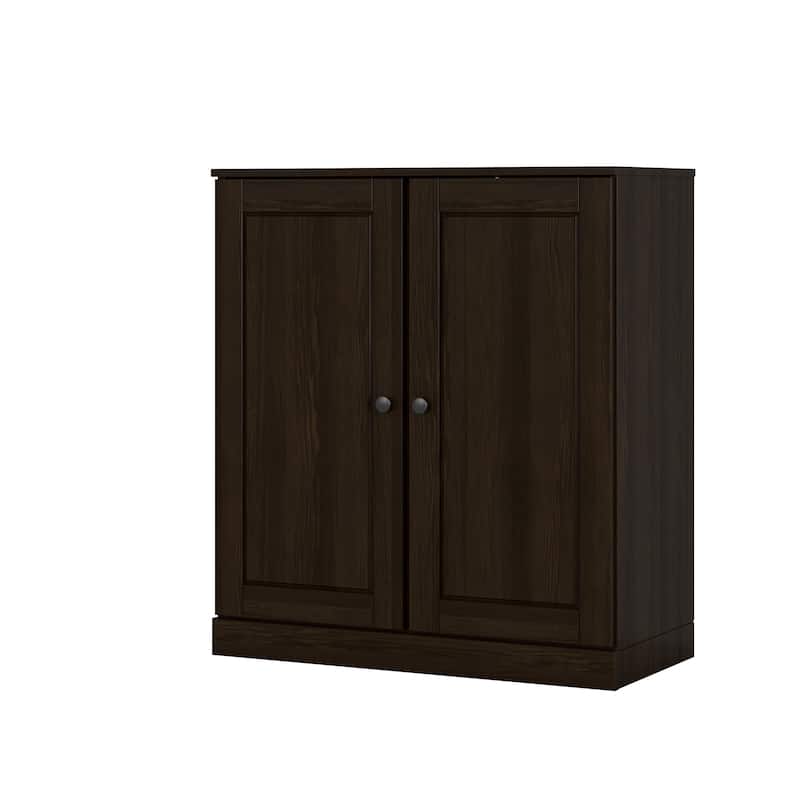 100% Solid Wood Short Freestanding Bathroom Linen Cabinet with Doors, Adjustable Shelves, Modular Storage, 32" W x 35.75" H - Espresso
