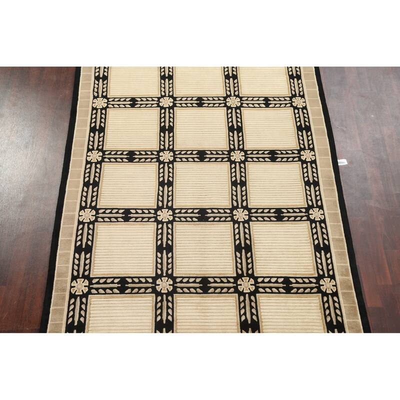 Geometric Nepalese Vegetable Dye Oriental Wool Area Rug Hand-knotted - 6'2" x 9'3"