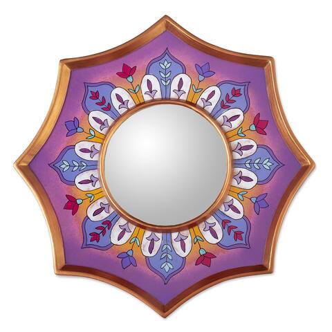 Novica Handmade Lilac Star Reverse Painted Glass Mirror