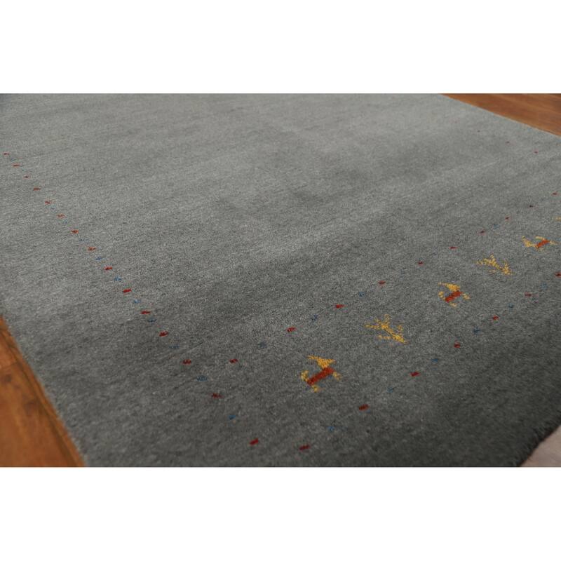 Tribal Gray Gabbeh Indian Area Rug Handmade Wool Carpet - 4'9" x 7'10" - 4'9" x 7'10" - Grey