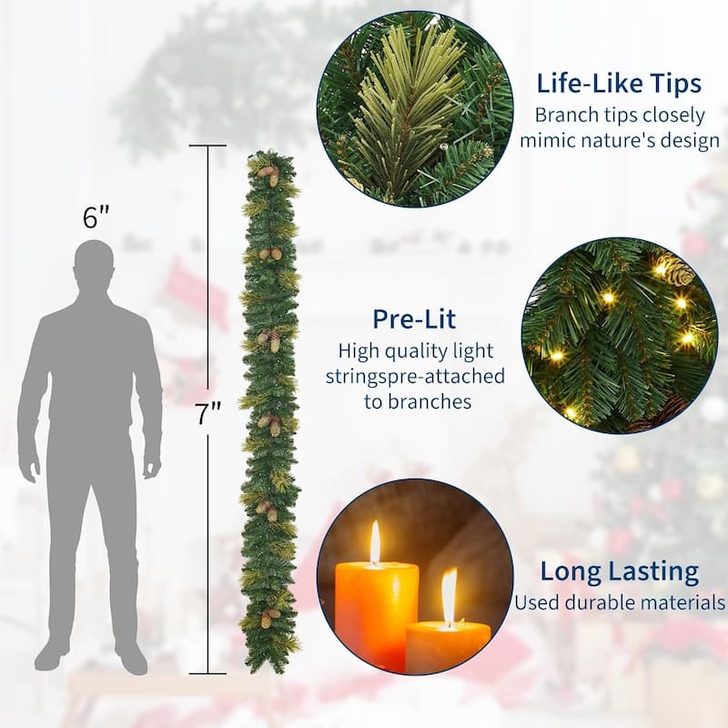 6-Piece Pre-lit Christmas Decor with LED Light Set - N/A