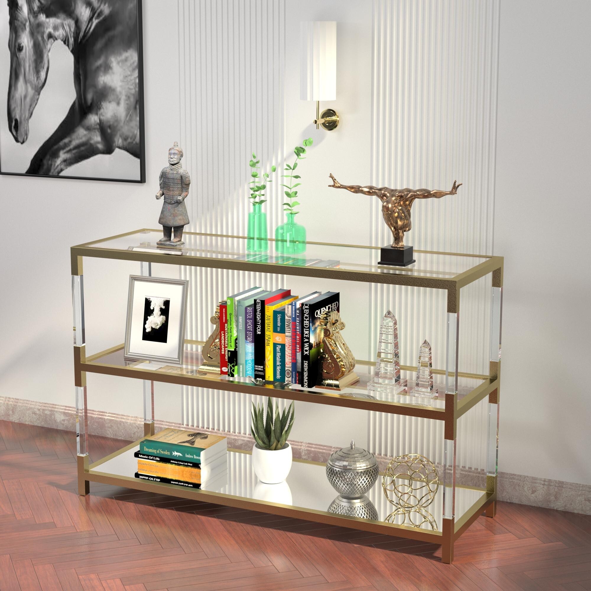3 tier store glass console table