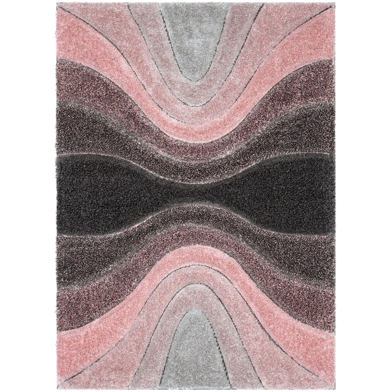 Well Woven San Francisco Luz Geometric Modern Carved Shag Area Rug - 5' 3" x 7' 3" - Blush - Rectangle
