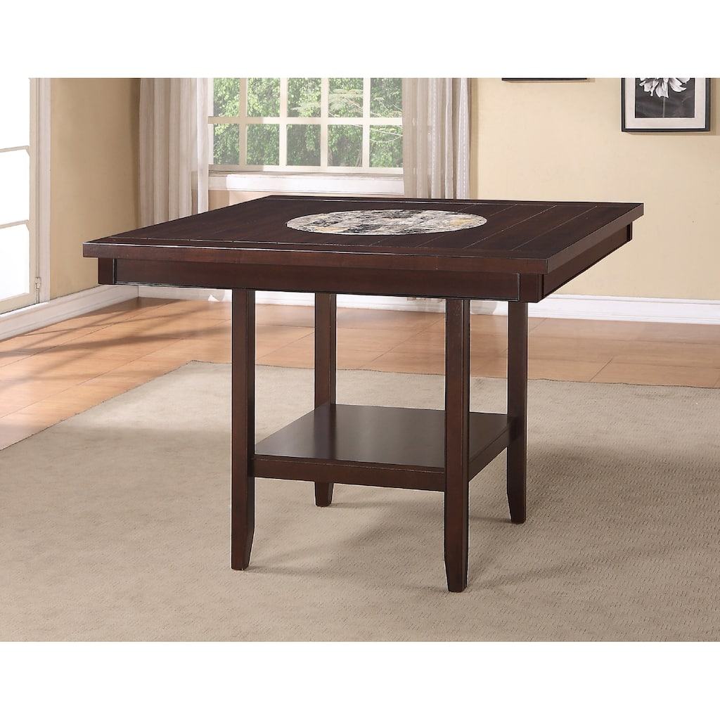 1pc Contemporary Transitional Counter Height Dining Table with 20-Inch Lazy Susan Finish Wooden Wood Veneers Solid Wood
