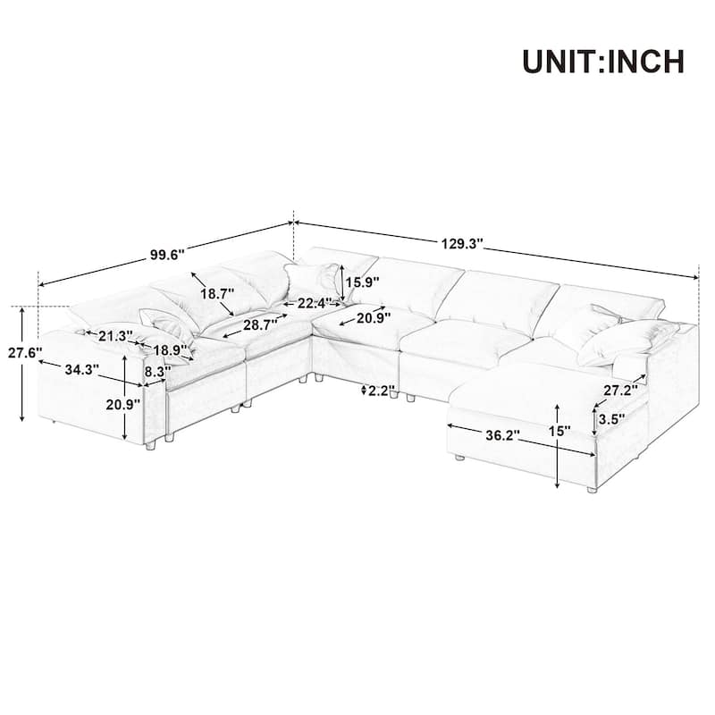 Merax Oversized Modular Sectional Sofa with Ottoman L Shaped Corner Sectional