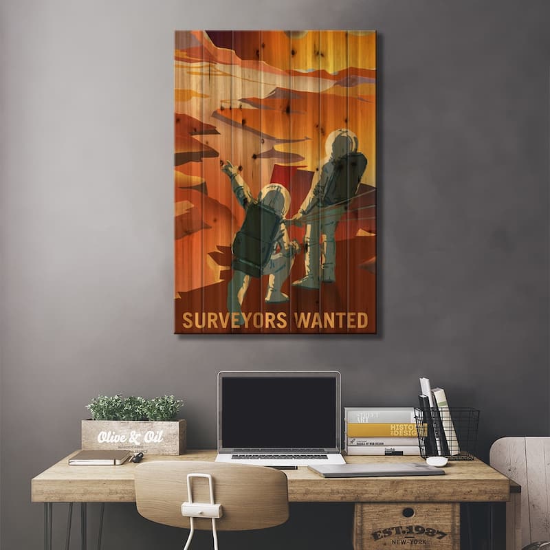 Surveyors Wanted Print On Wood by NASA - Multi-Color