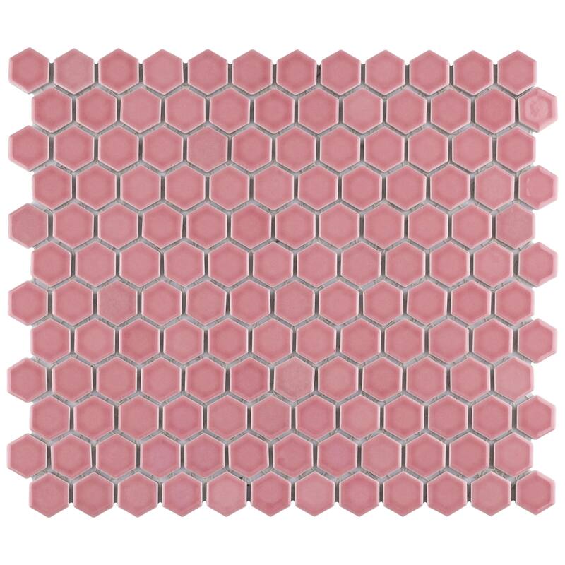 Merola Tile Tribeca 1" Hex Glossy Blush 10-1/4" x 11-7/8" Porcelain Floor and Wall Tile