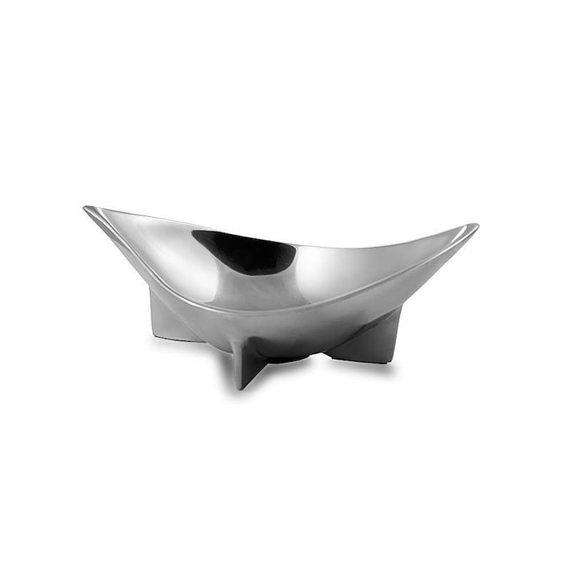 HomeRoots 12" Silver Aluminum Oval Centerpiece Bowl - 11.5' X '4' X '7.5