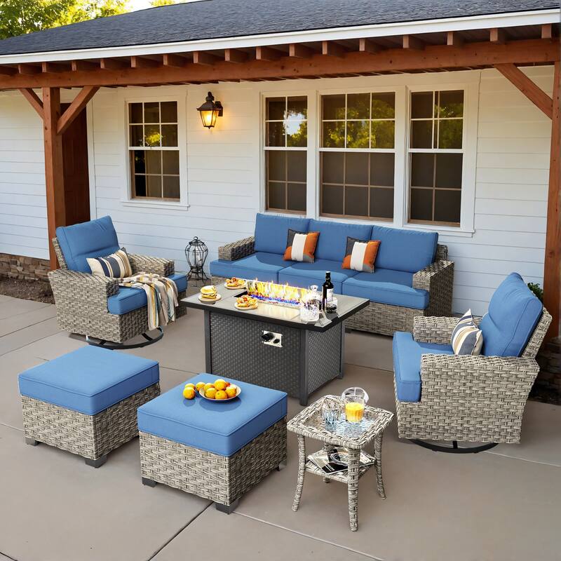 OVIOS 9 Pieces T shaped Swivel Patio Set