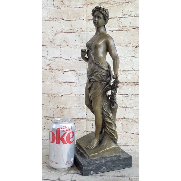Signed Moreaue Royal Roman Goddess Picking Flowers Bronze Statue 